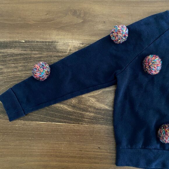 Gymboree Navy Pom Pom Sweatshirt Girls' M(7-8) - Picture 4 of 8